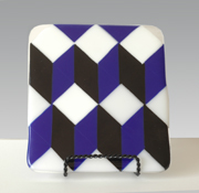Vladimir Bulatov Blue White Black Pattern #1 (Fused Glass)